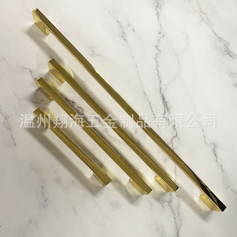 Modern Minimalist Clothes Cabinet Door Handle Imitation Gold Modern Black Aluminum Alloy Shoe Cabinet Wardrobe Cabinet Lengthened Door Handle