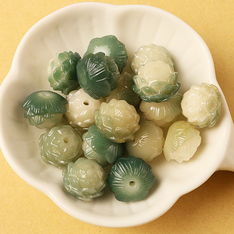 Factory Direct Approval of Natural Bodhi Root Carving Multi-Color Lotus Green Floating Flower Charcoal Roasted Five-Layer Lotus Handmade DIY