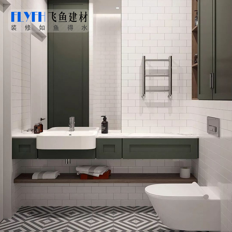 Nordic Solid Color Black and White Brick Tiles 75*150 Beveled Subway Tiles 100*200 Kitchen Bathroom Wall Tiles Ceramic Tiles