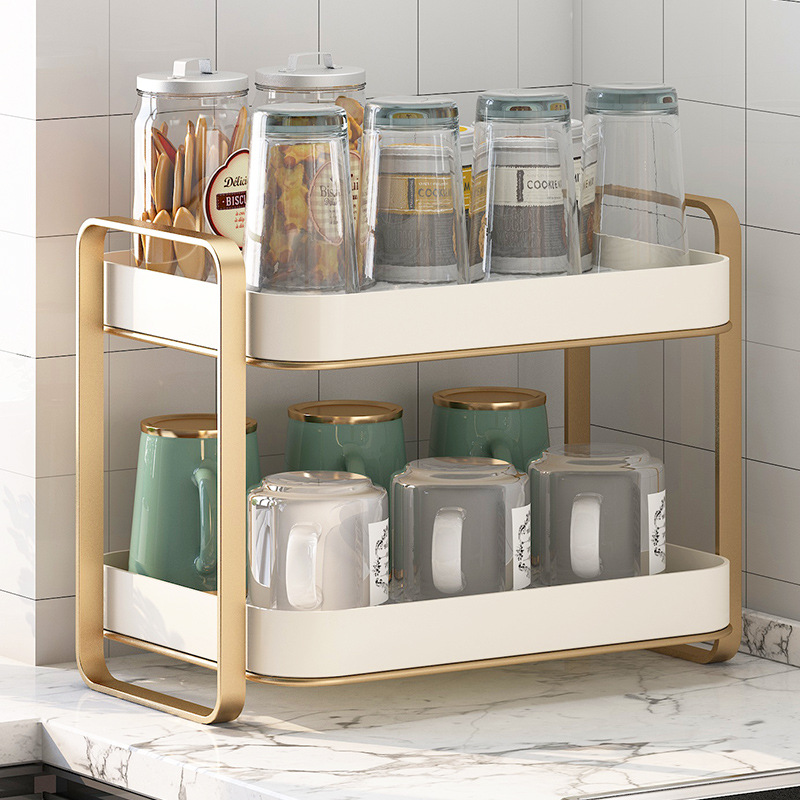 Water Cup Rack for Drying Tea Cup Glass Cup Storage Shelf Double-layer Draining Household Tray Desktop Office