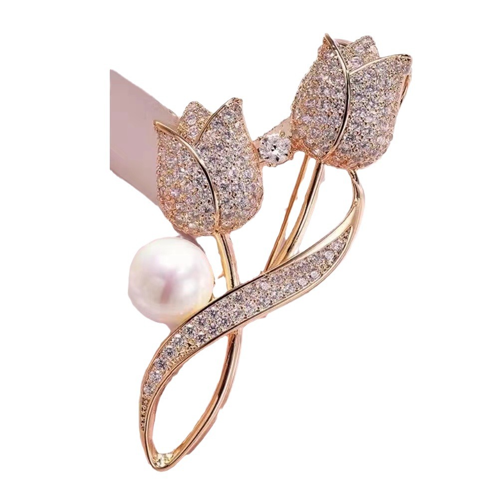 Brooch Rose Stem High-end Luxury All-match Corsage Coat Decoration Accessories