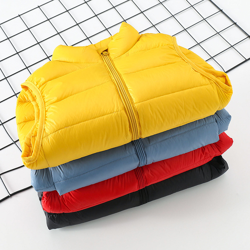 Winter Children's Down Vest Light and Thin Vertical Collar Boys and Girls Wear Solid Color Baby's Middle and Old Children's Down Vest Autumn