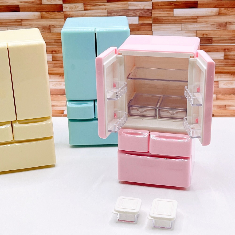 Cross-border Mini Furniture Two-door Refrigerator Miniature 1:12 Doll House Model Kitchen Children's Play House Boutique Toys