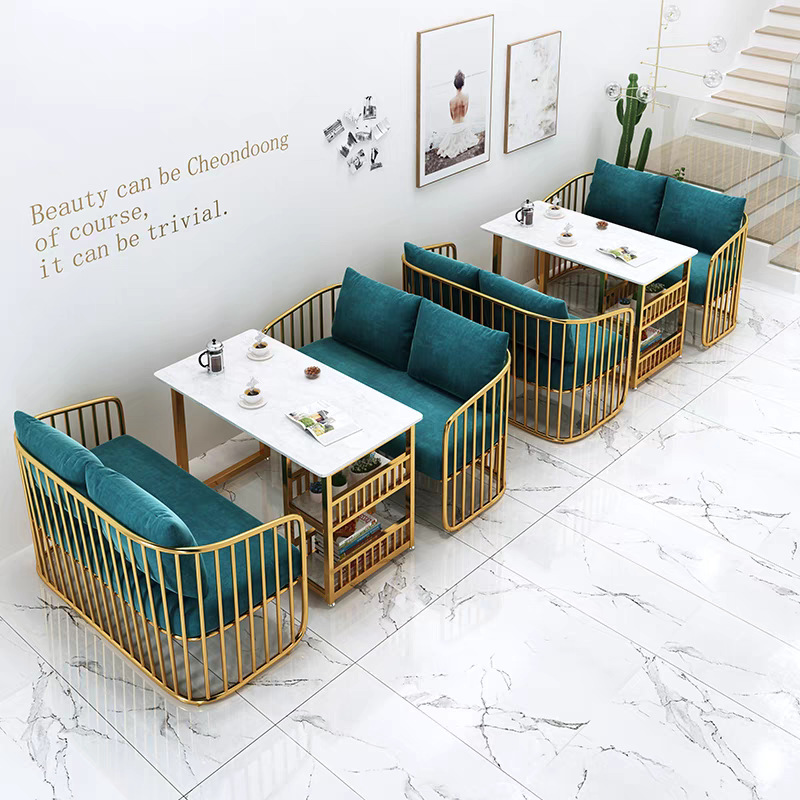 Dessert Milk Tea Shop Reception Room Table and Chair Combination Cafe Negotiation Lounge Sofa Double Simple Casual Card Holder