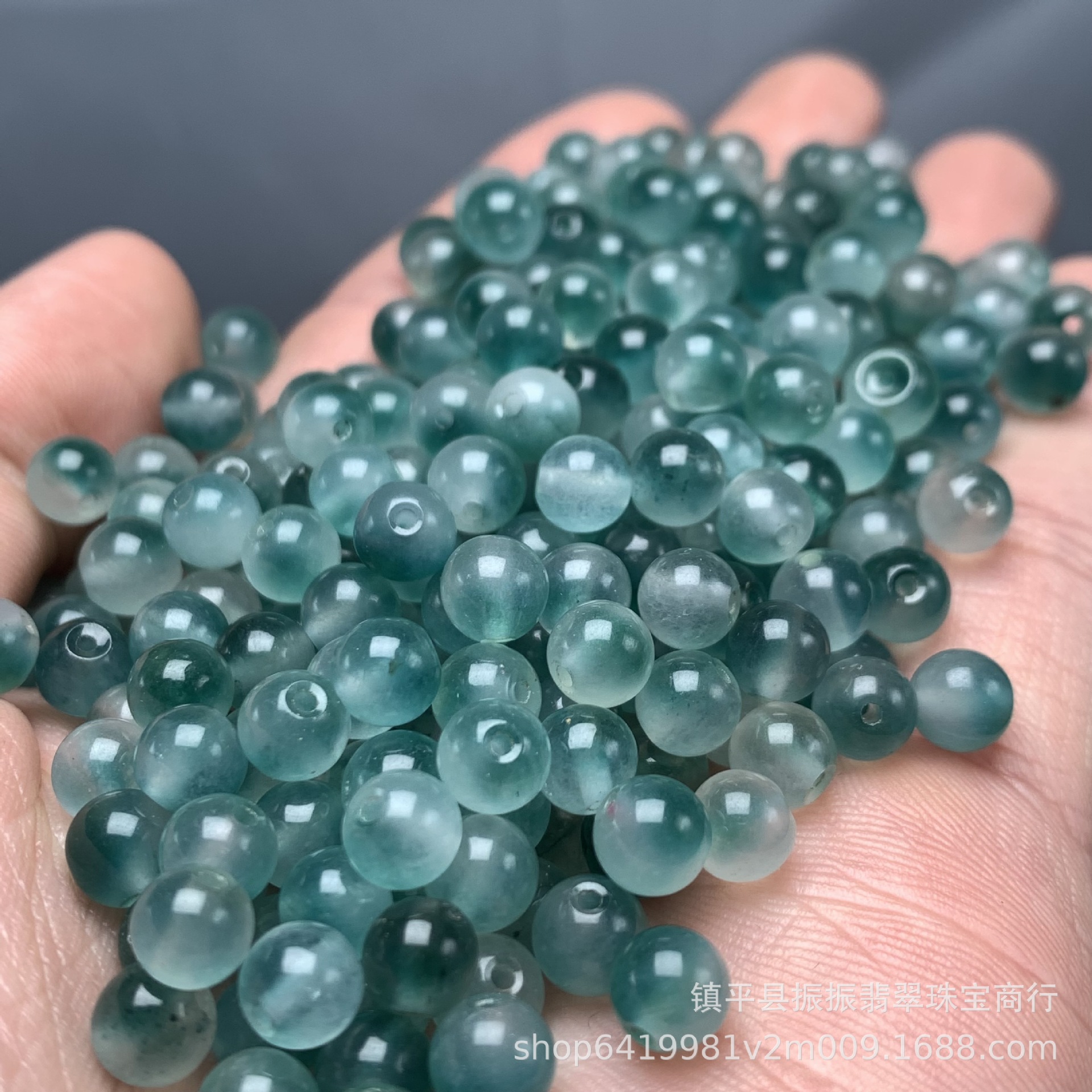 Gao Bing Jade floating flower round beads bracelet wholesale diy chalcedony jade jewelry bracelet necklace loose beads jade beads spacer beads