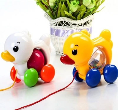 Baby drag toddler toy car kindergarten children 1-3 years old traction hand pull rope Bell duck pull string puppy