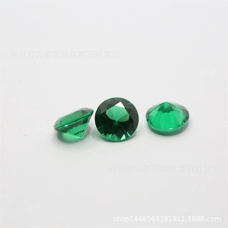 Artificial Pointed Bottom Round 3.0-8.0 Green Nano Loose Stone High Temperature Resistant Emerald Nano Waxable Emerald
