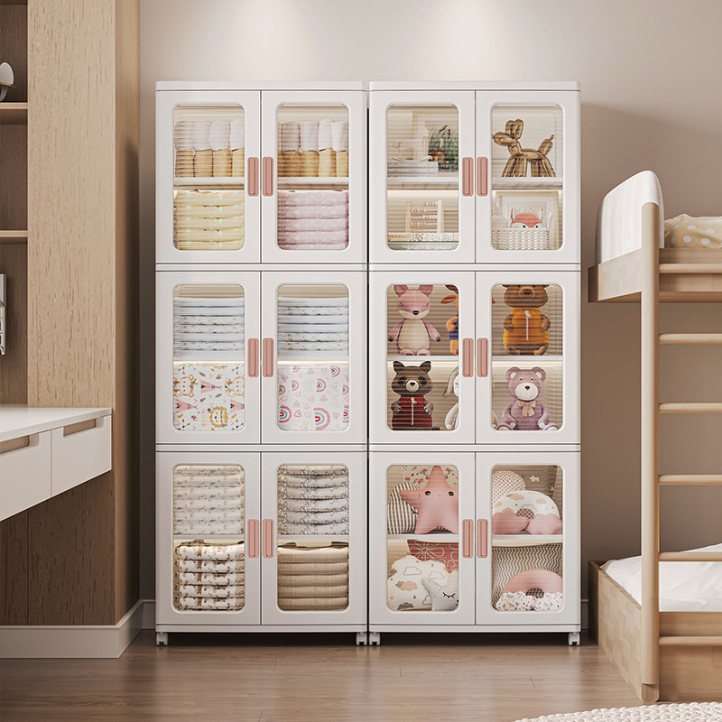 Installation-Free Storage Cabinet Storage Cabinet Home Finishing Baby Children's Clothes Toy Storage Cabinet Plastic Snack Cabinet