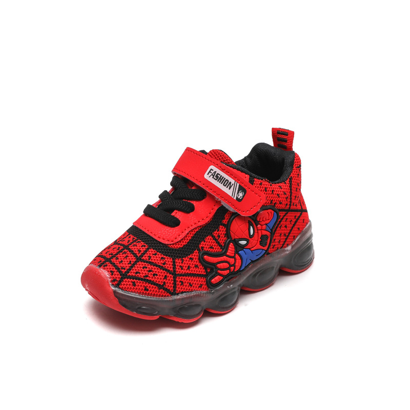 2022 Spring and Autumn New Cartoon Boys Sports Mesh Shoes Light-up Children's Breathable Mesh LED Light Shoes