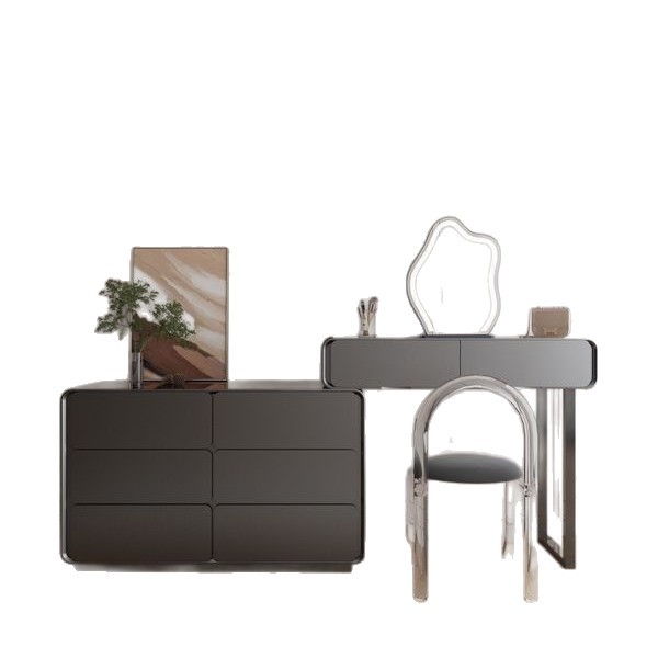 New Room Cream Ins Style Solid Wood Slate Dressing Table Modern Simple Bedside Storage Cabinet Drawer Cabinet Two-In-One