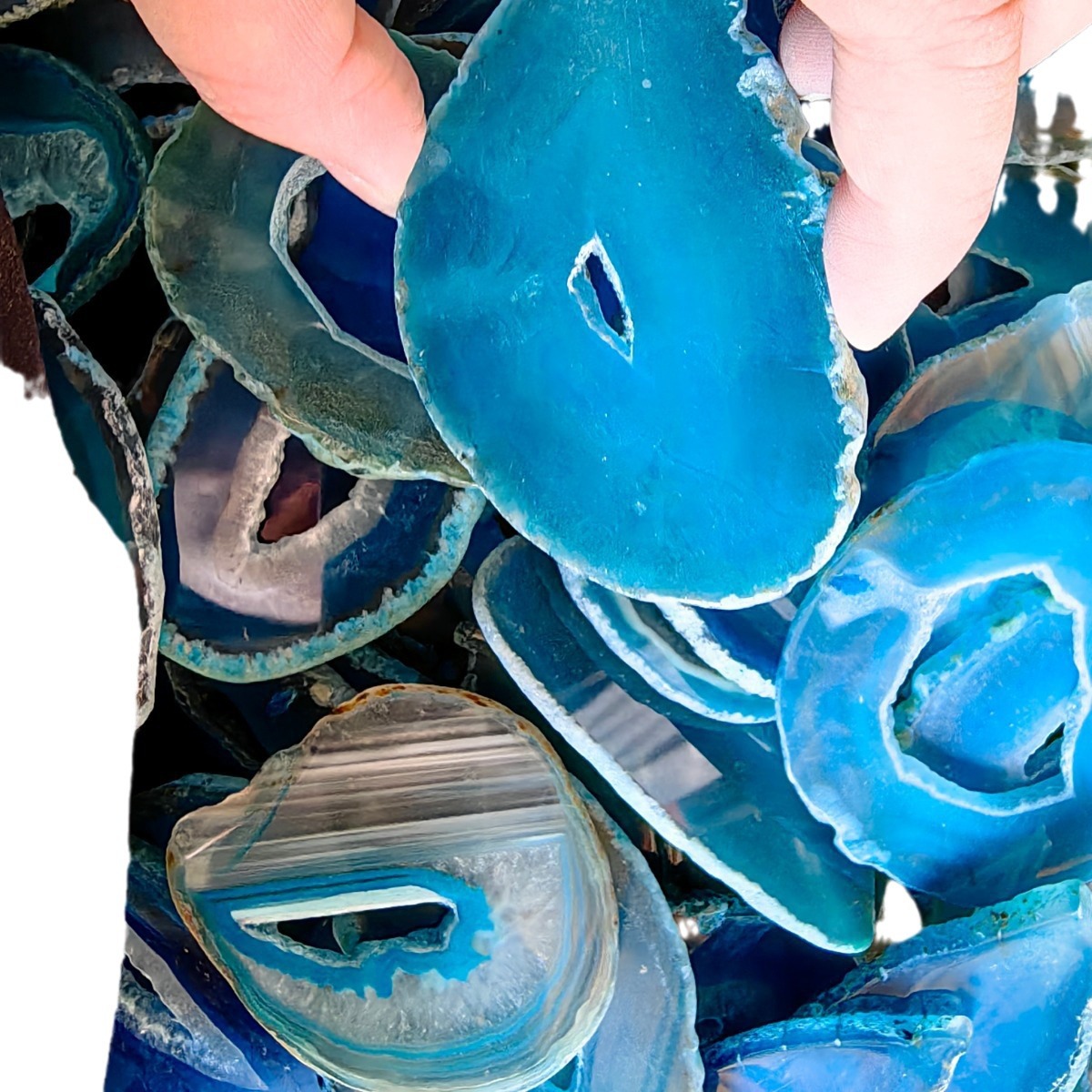 Factory direct natural agate slice stone slice Phnom Penh agate coasters ornaments landscape piece perforation