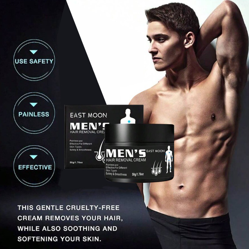East Moon Men's Hair Removal Cream to remove armpit hair, leg hair, chest hair, skin cleansing, mild and non-irritating portable hair removal