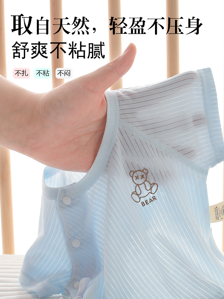 Short-Sleeved Half-Back Newborn Baby Summer Thin Newborn Baby 0-March Newborn Half-Sleeved Top Size 52