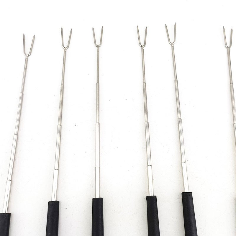 Spot Barbecue Fork Outdoor Portable Barbecue Tool Barbecue Fork Stainless Steel V-Shaped Creative Telescopic Barbecue Needle Bbq Fork