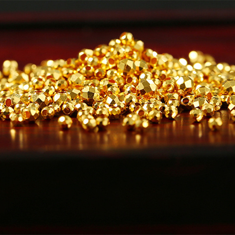 Shenzhen Shuibei Jewelry Gold Pure Gold 999 Gold Beads 3D Broken Gold Hard Gold Glossy Beads Spacer Beads Transfer Beads DIY
