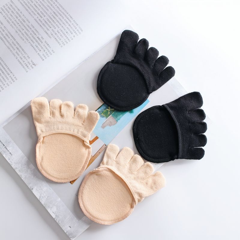 Five-finger socks summer thin half-palm socks towel bottom sponge pad women's invisible forefoot socks split toe high heels socks