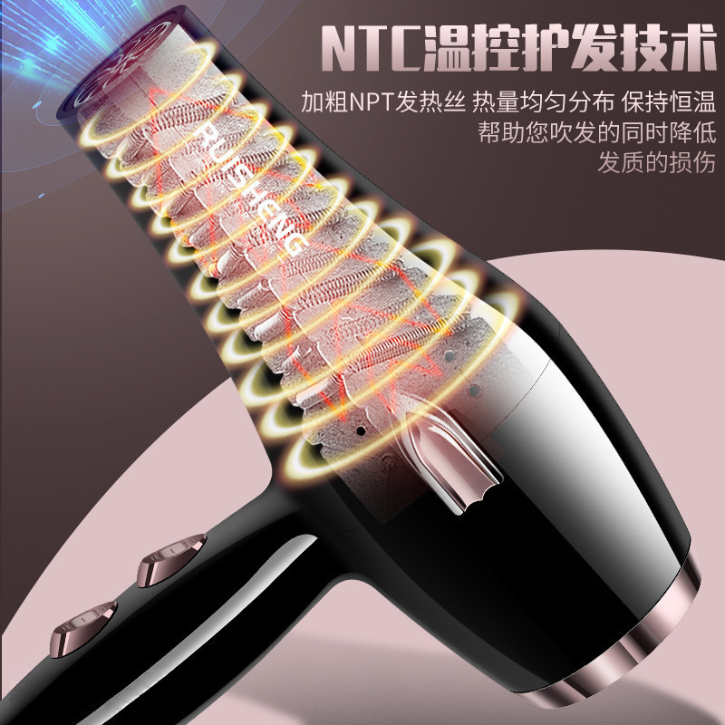 German Hairstylist Hair Dryer Hair Salon High-Power Household Strong Wind Hot and Cold Air Blue Light Negative Ion Hair Care Roll Free Shipping
