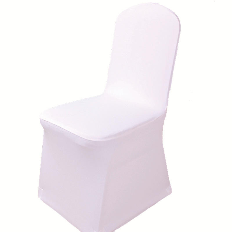 Cross-border foreign trade all-inclusive milk silk white elastic chair cover hotel wedding banquet chair cover chair seat cover 140g