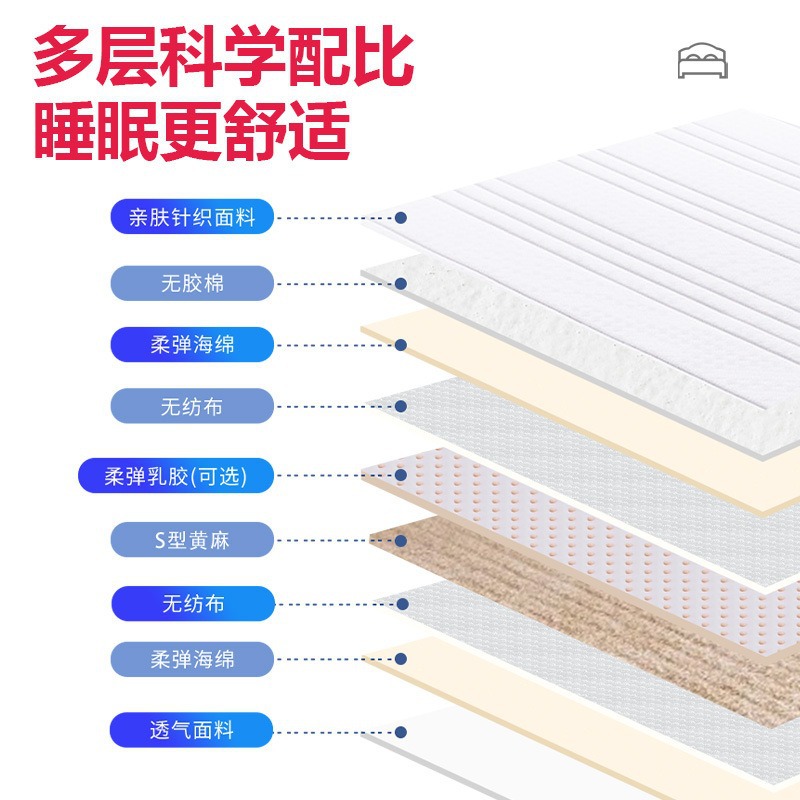 Household Children's Mother and Baby S-Shaped Jute Spine Protection Thin Latex Mattress Home Hardening Artifact Elderly Tatami Mat