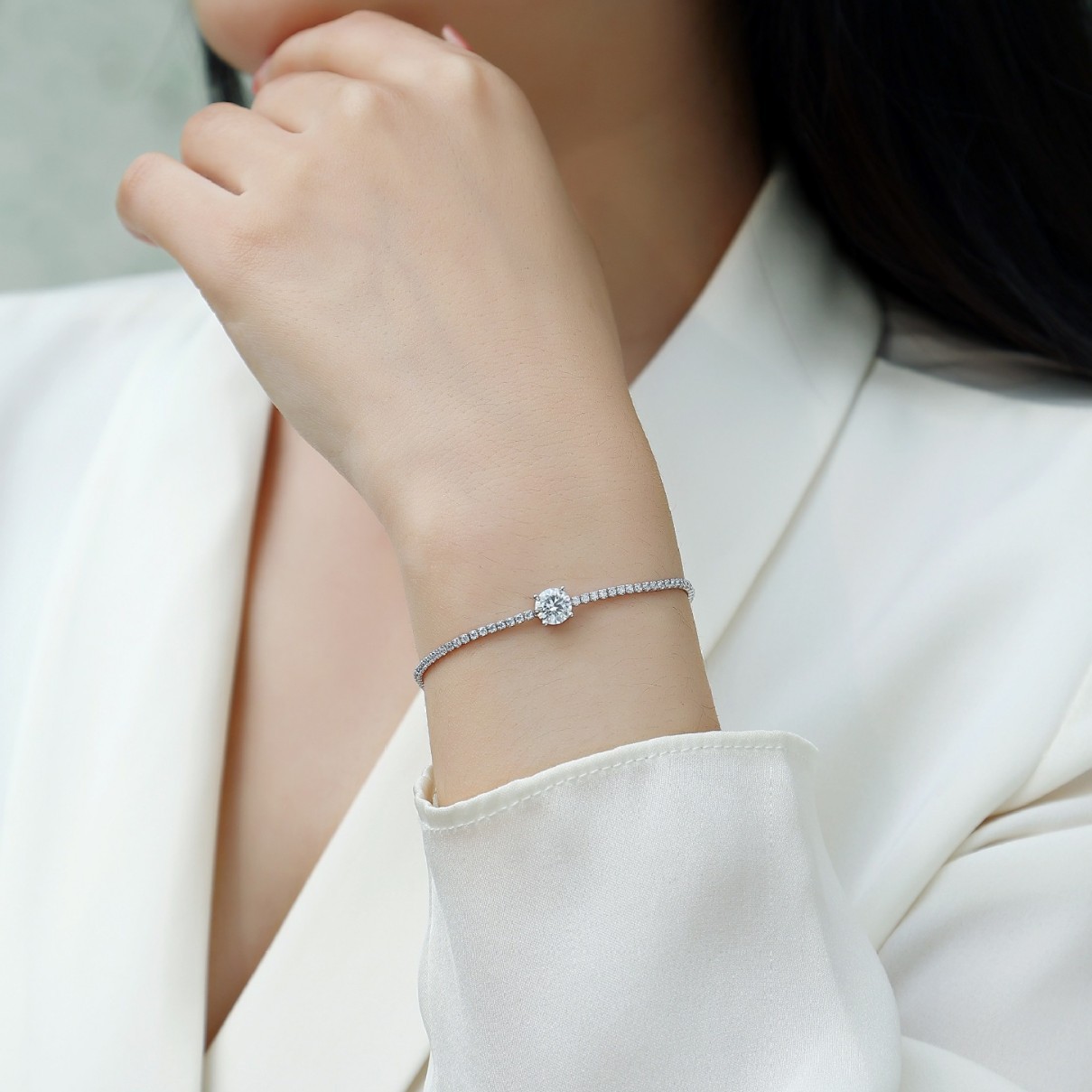 Factory Direct 18K Gold Custom Gift Diamond-Set New S925 Silver Non-Fading Sweet Style Igi Cultured Diamond Bracelet