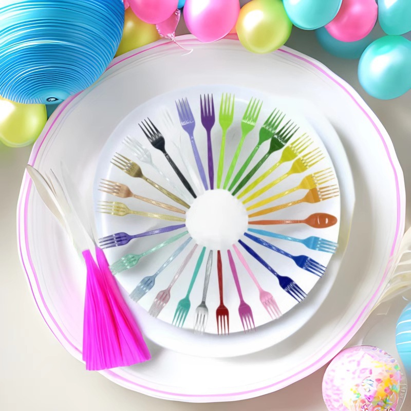 Disposable Cutlery, Forks, and Spoons for Takeout Packaging, Western-Style Plastic Dining Set Tableware