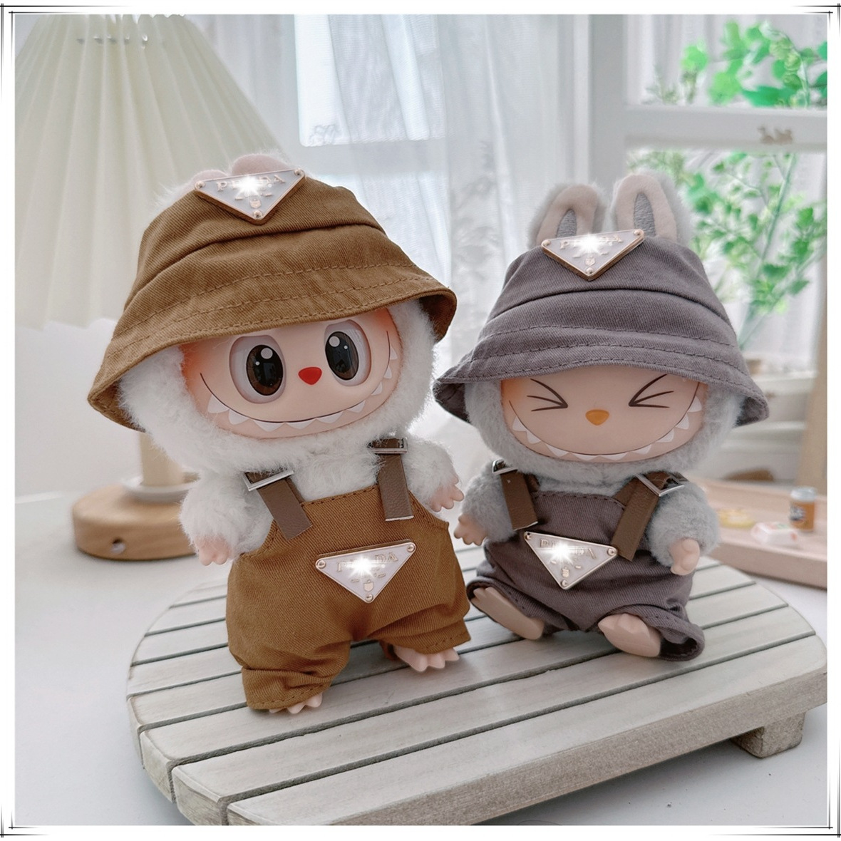 First and Second Generation Labubu Baby Clothes 17cm Labubu Sitting Party Labubu Clothes Accessories Inverted Triangle Overalls