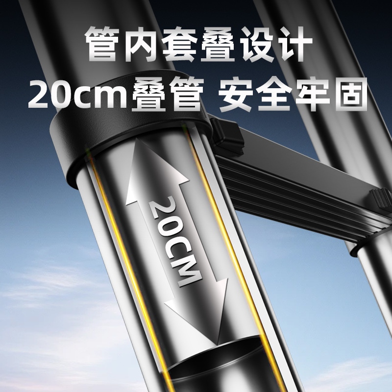 Special Chain Small Double Stainless Steel Telescopic Ladder Multifunctional Household Stacked Ladder Bamboo Ladder Lifting Step Ladder Telescopic Ladder