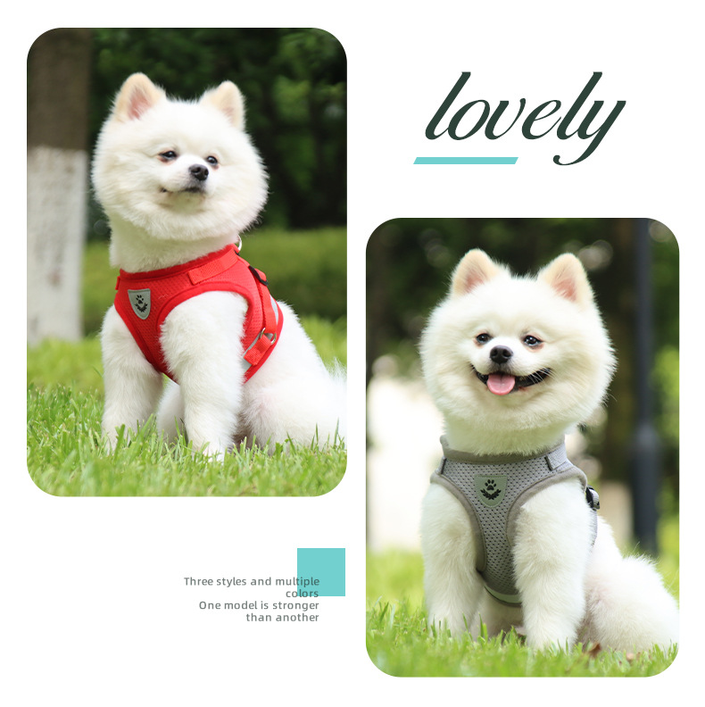Dog Leash Vest Type Pet Harness Teddy Bichon Reflective Breathable Cat and Dog Universal Outdoor Dog Leash
