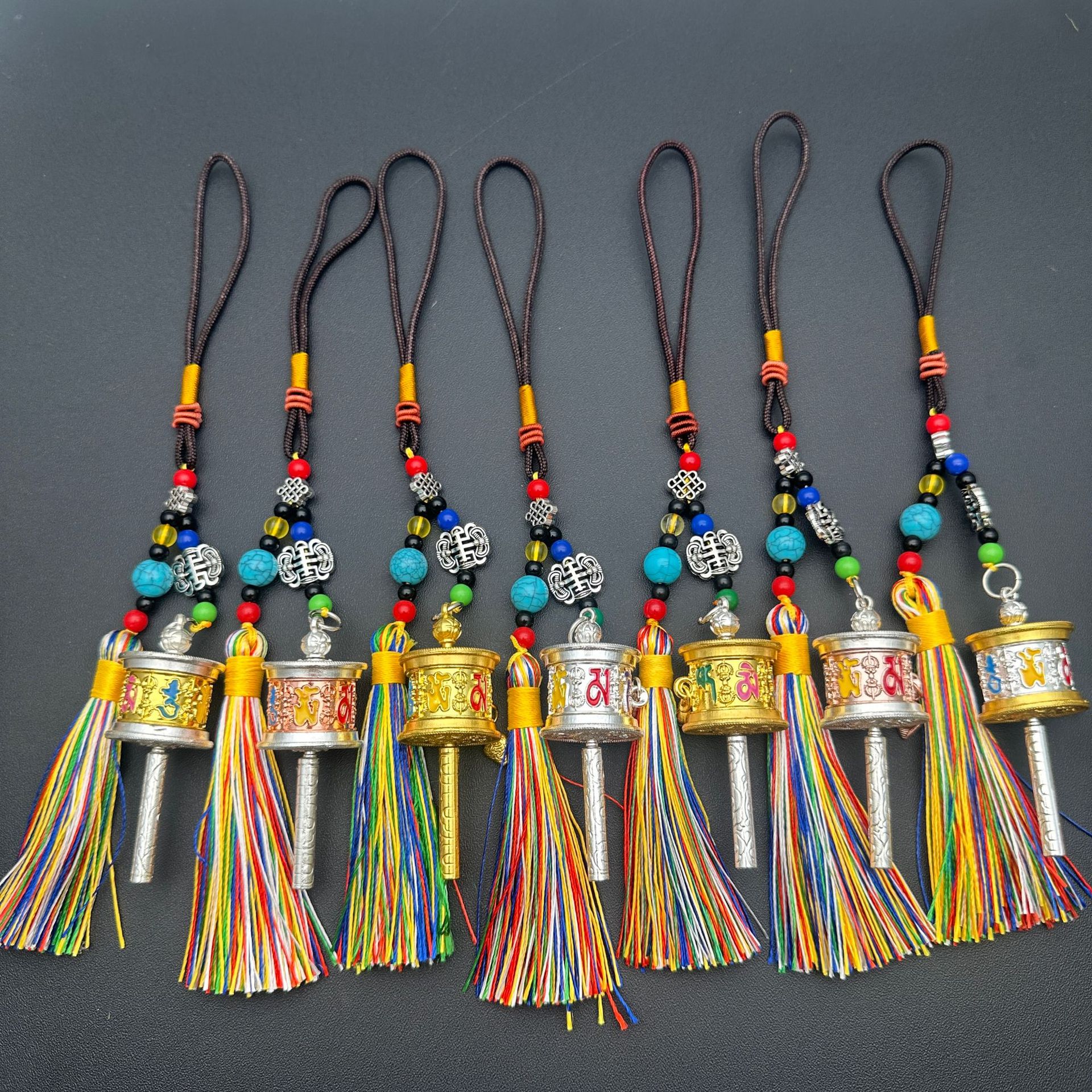 Xizang Six-Character Mantra Prayer Wheel Keychain Luggage Pendant Factory Wholesale Mini