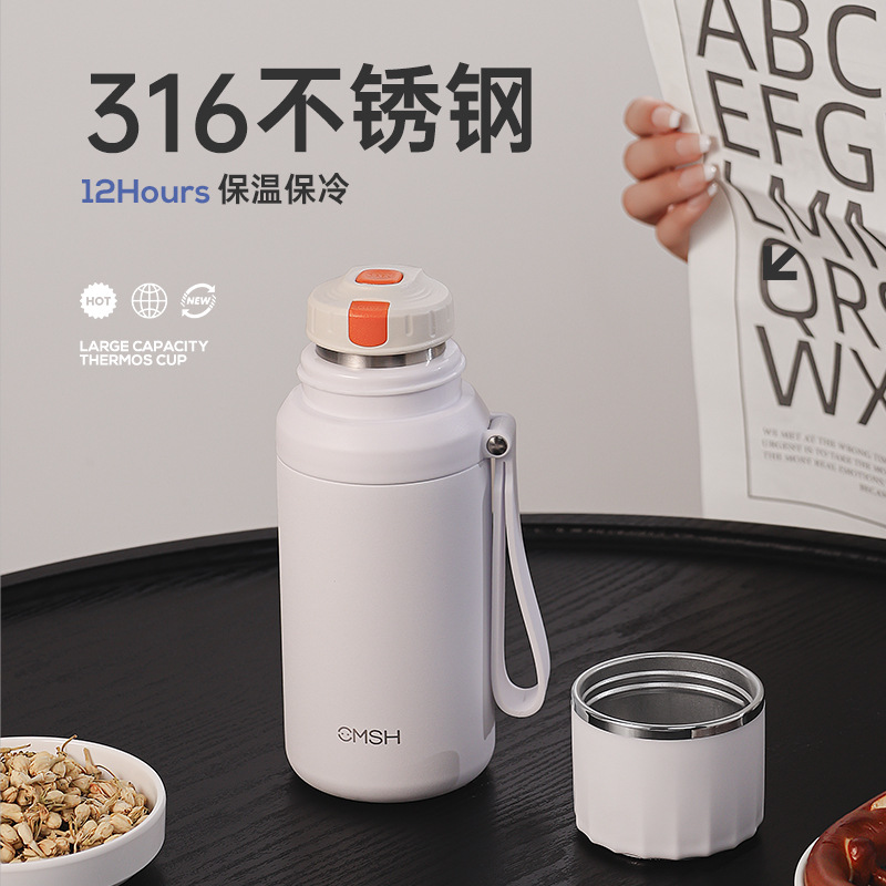 Strawberry Life Outdoor Heat Pot Large Capacity Heat Pot Household Heat Preservation Kettle Vacuum Travel Pot Portable Water Cup