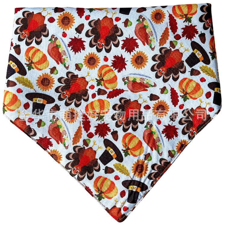 Cross-Border Amazon Double-Layer Thanksgiving Pet Bib Dog Bandana Pet Bib Can Be Made into a Single Layer