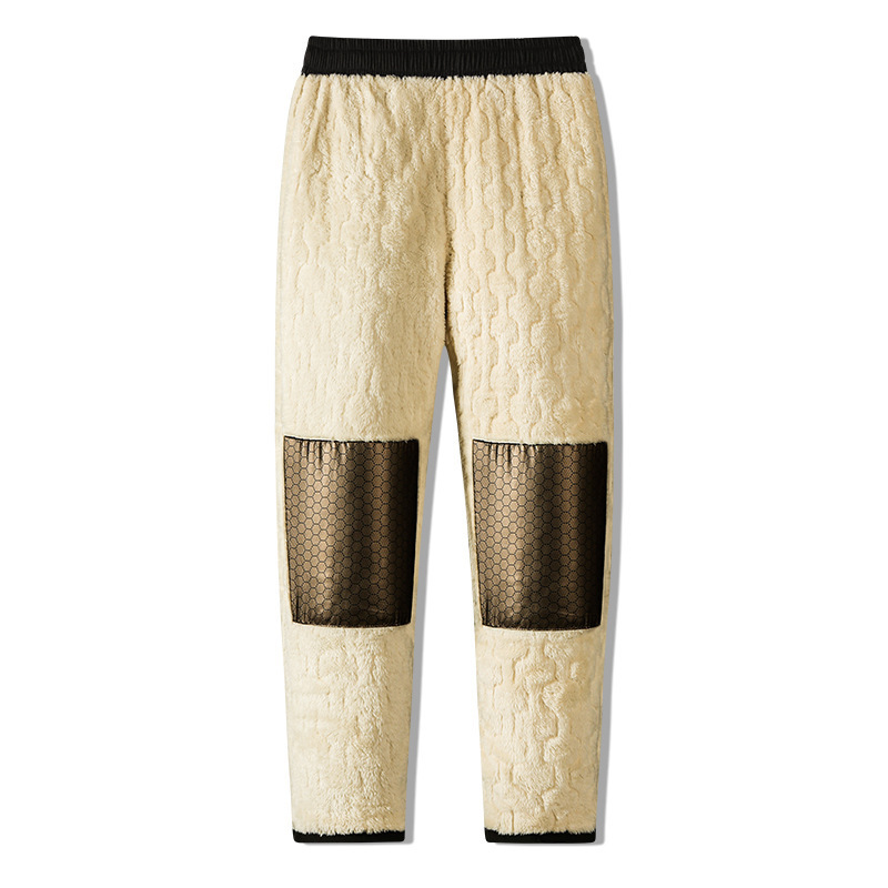 Men's Fleece-Lined Cotton Pants, Winter Windproof Sports Pants, Graphene Thermal Pants, Lamb Fleece Casual Pants, Men's Straight-Leg Cold-Proof Pants