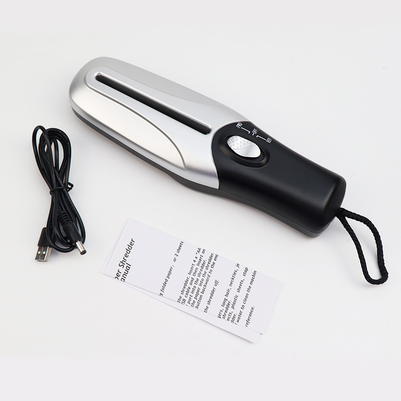 USB Battery Handheld Electric Shredder A6 Mini Small Waste Paper Document Strip Shredder