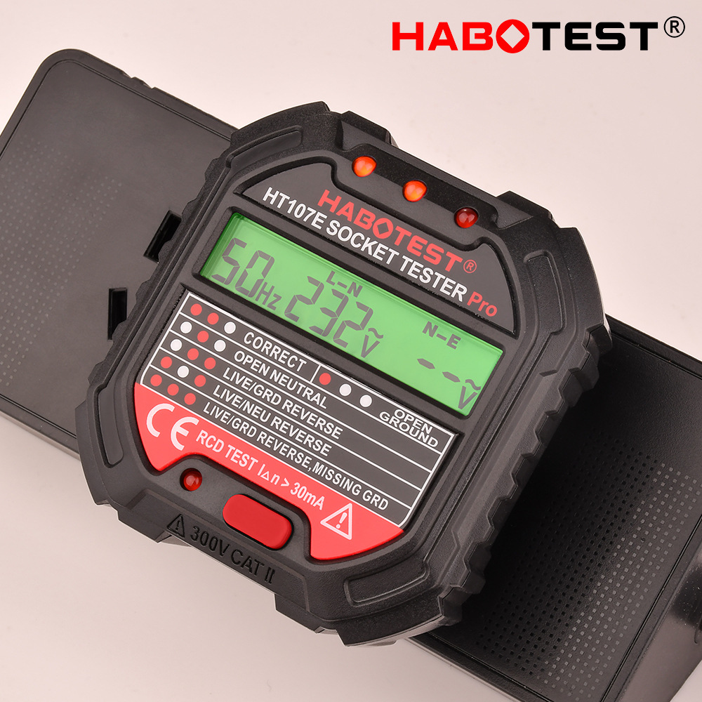 Habotest Factory Store Ht107E Multi-Function Digital Display Socket Tester Electrician Line Meter Plug