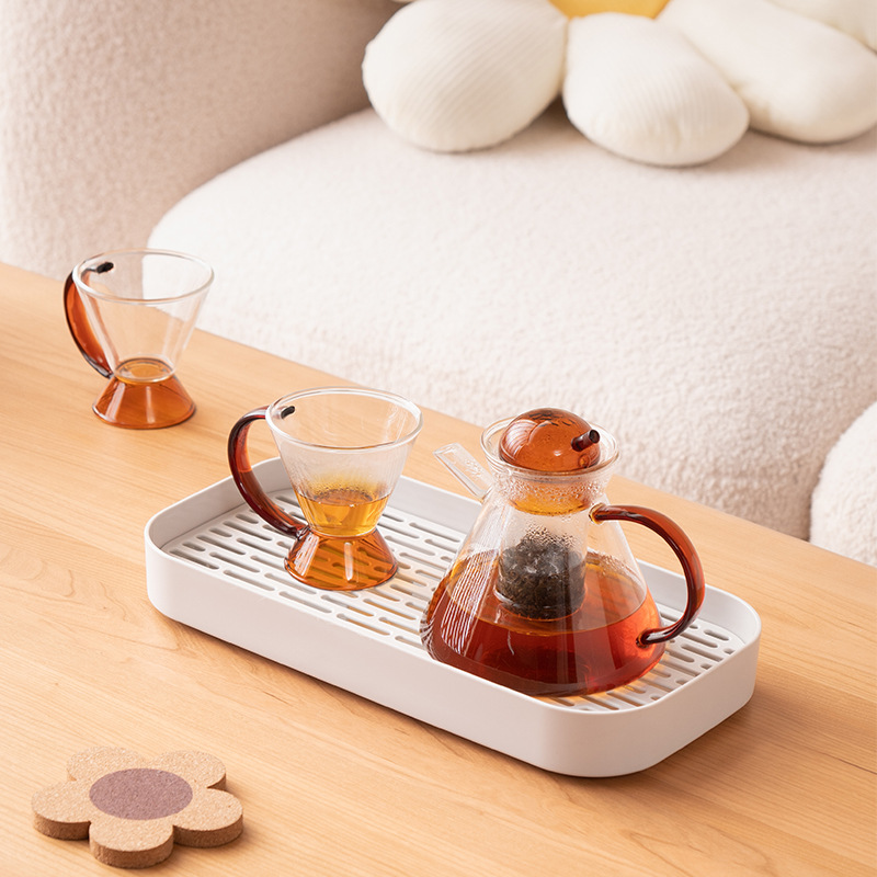 Drain Tray Plastic Tray for Tea Cup Double-Layer Drain Tea Tray Household Drain Rack Kitchen Tableware Storage