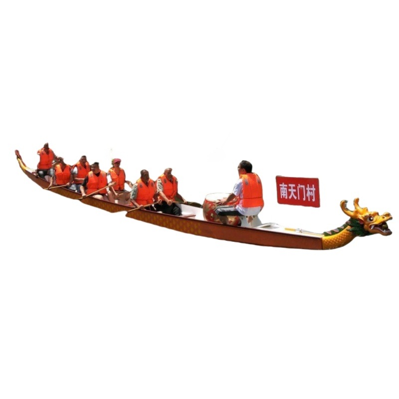 Dragon Boat National Standard Glass Fiber Reinforced Plastic Competitive Standard Hand Rowing Dragon Boat Boat 12 People 22 People Dragon Boat Festival Competition Traditional Wooden Dragon Boat