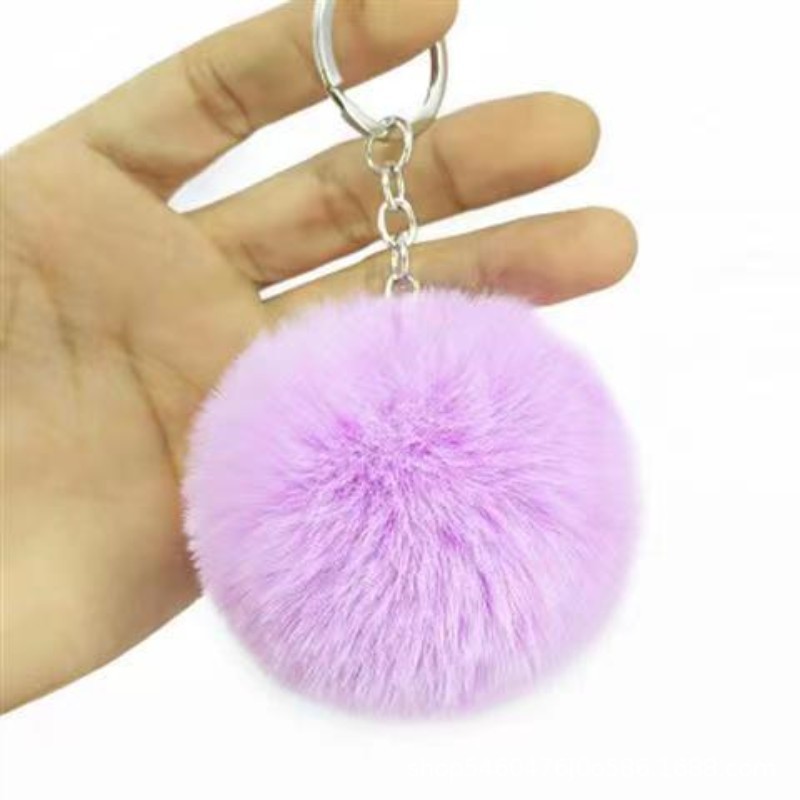 Cross-Border 6-8cm Imitation Rabbit Fur Ball Pendant Key Chain Bag Accessories Fake Fur Ball Imitation Rex Rabbit Fur Ball Key