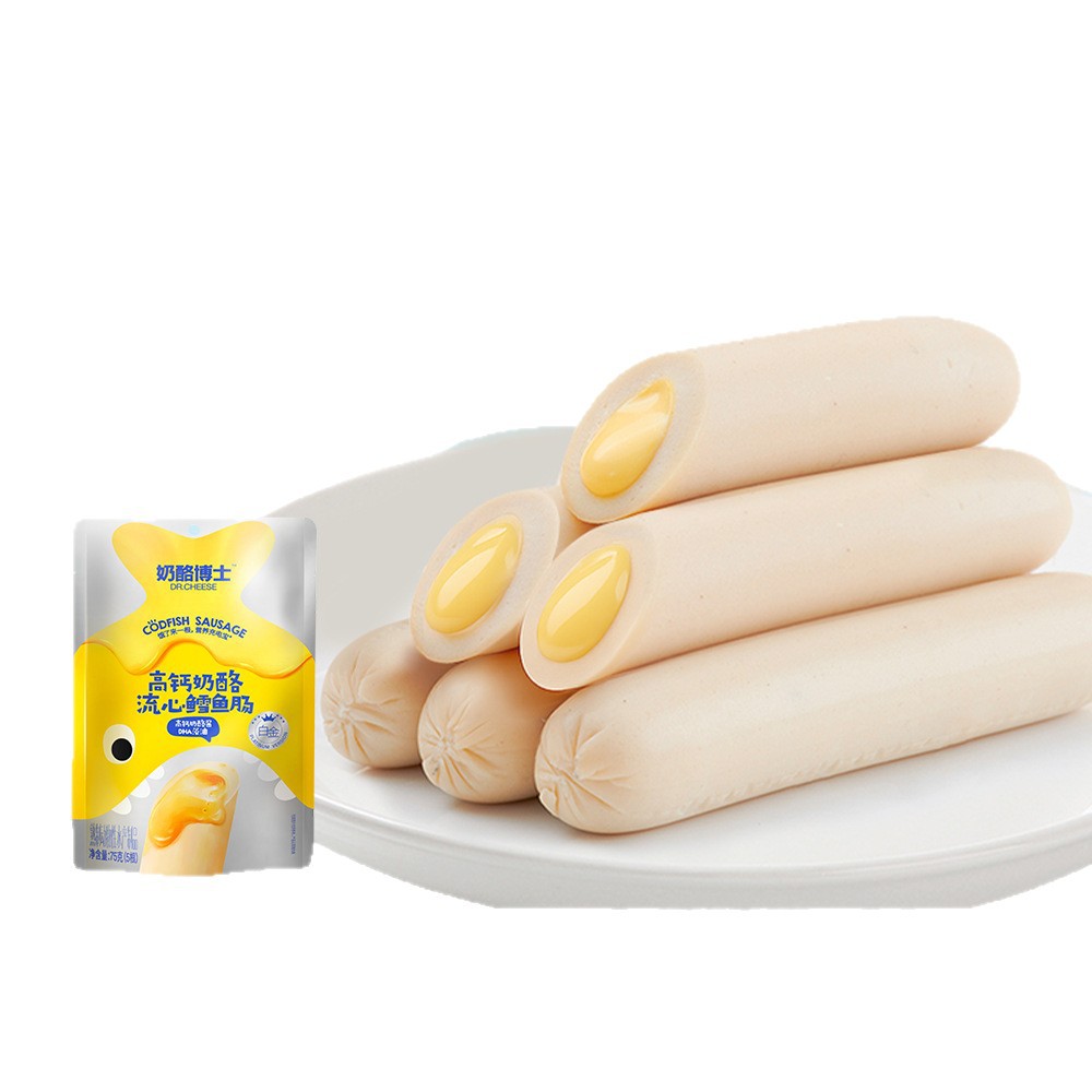 Dr. Cheese Manufacturer Direct Supply Cheese-Filled Cod Sausage 75g Children's Snack Wholesale Supports Authorized Distribution