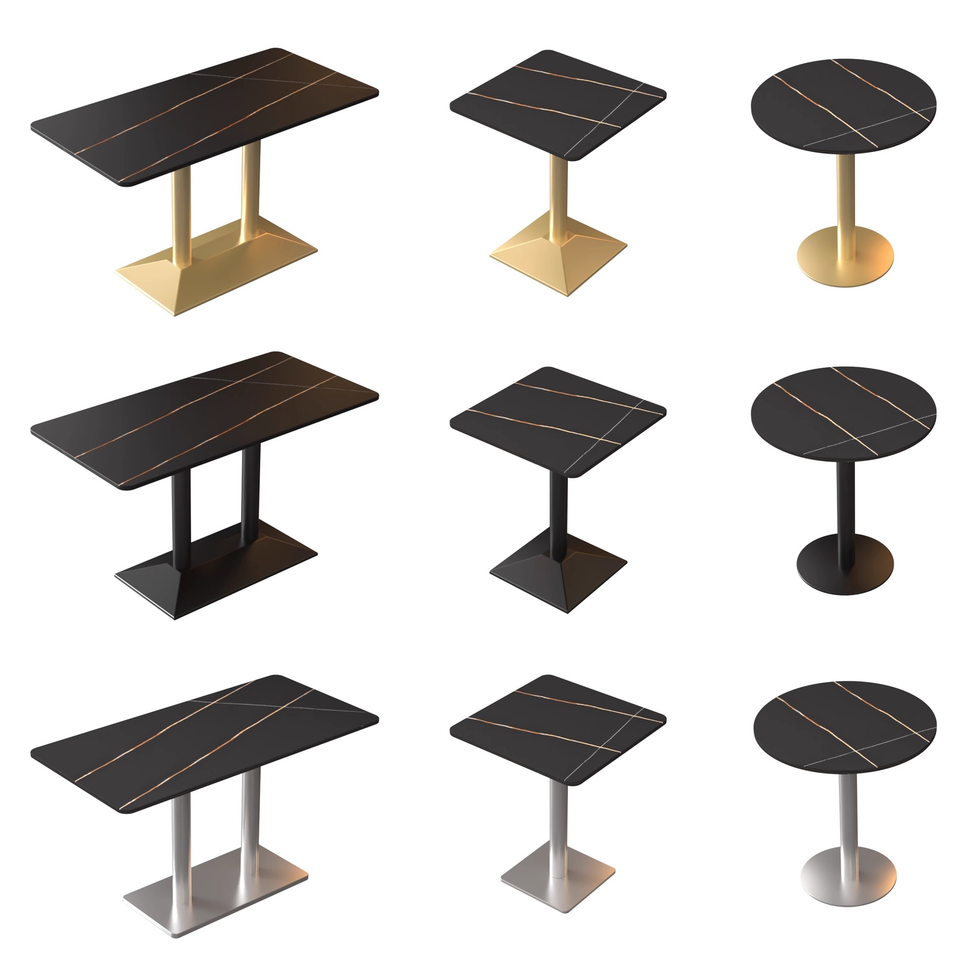 Internet Celebrity Milk Tea Shop Light Luxury Rock Plate Dining Table Western Restaurant Cafe Clear Bar Barbecue Hot Pot Shop Marble Table