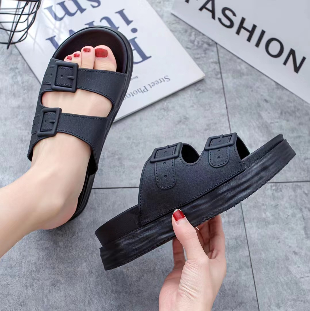 Summer New European and American Fashion Simple OL Style Internet Celebrity Thick Bottom Casual Women's Sandals and Slippers with Increased Soft Bottom Comfortable Outer Wear