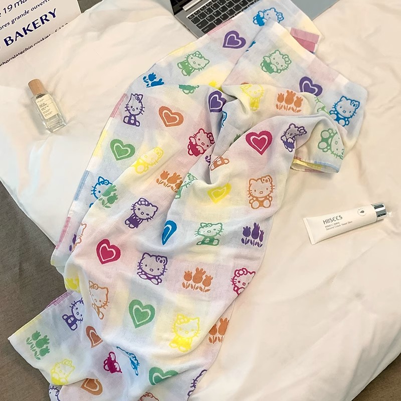 Cartoon Cat Cotton Bath Towel 2025 New Baby Wrap Gauze Cotton Household Large Bath Towel Bath Absorbent Towel