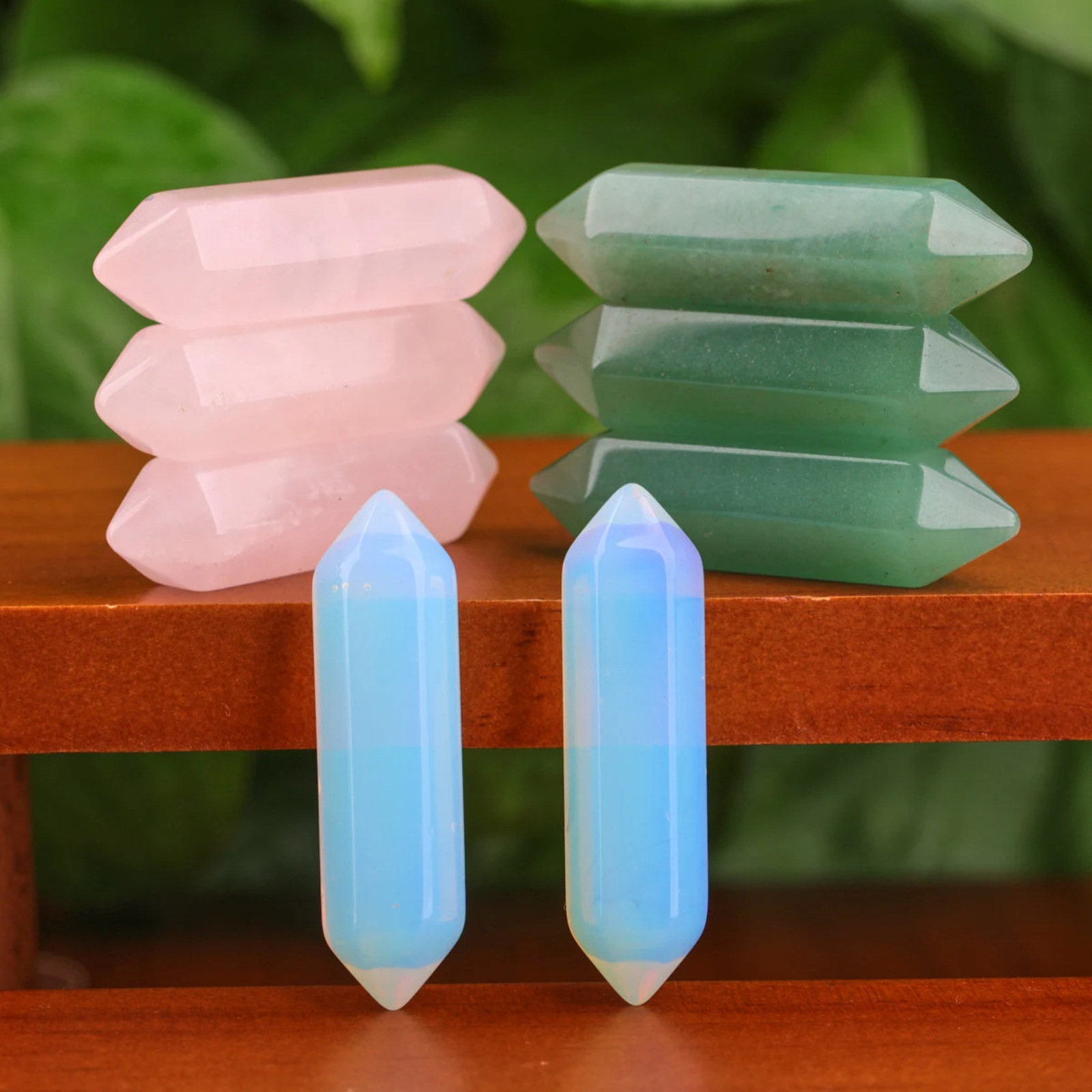 Cross-border Hot-selling Crystal Hexagon Pendant Naked Stone Natural Crystal Raw Stone Polished Double Pointy Hexagon Pendant Wholesale Jewelry