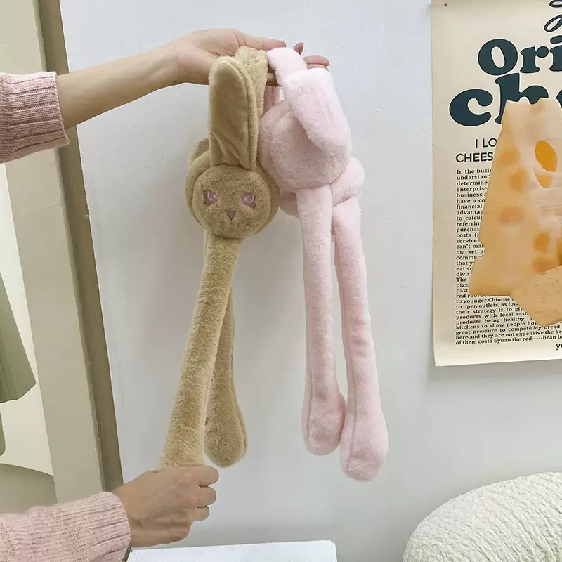 Earmuffs with Moving Rabbit Ears, Winter Women's Warm Earmuffs, Kidsren's Cartoon Cute Earbags, Ear Warmers, Ear Protection Hats