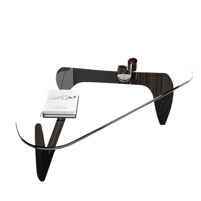 New Movable Coffee Table with Glass Rock Slab, New Irregular Small Table, Ins-Style Minimalist Floor Table