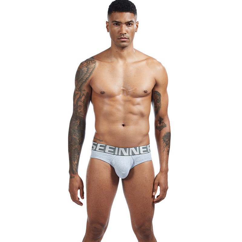 Men's underwear new briefs pure cotton low waist boxer sexy U convex boys comfortable letter trend