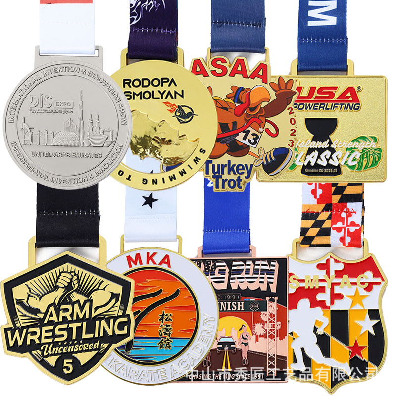 Metal Medal Customized Baking Paint Imitation Enamel UV Print Competition Medal Event Commemorative Medal Games Badge Customized