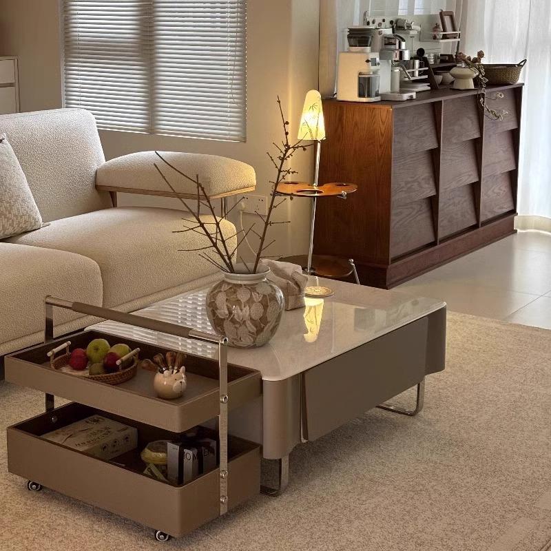 2025 New Normcore Accessible Luxury Style Coffee Table Combination Set Living Room Home Small Apartment Accessible Luxury Creative High-End Sense