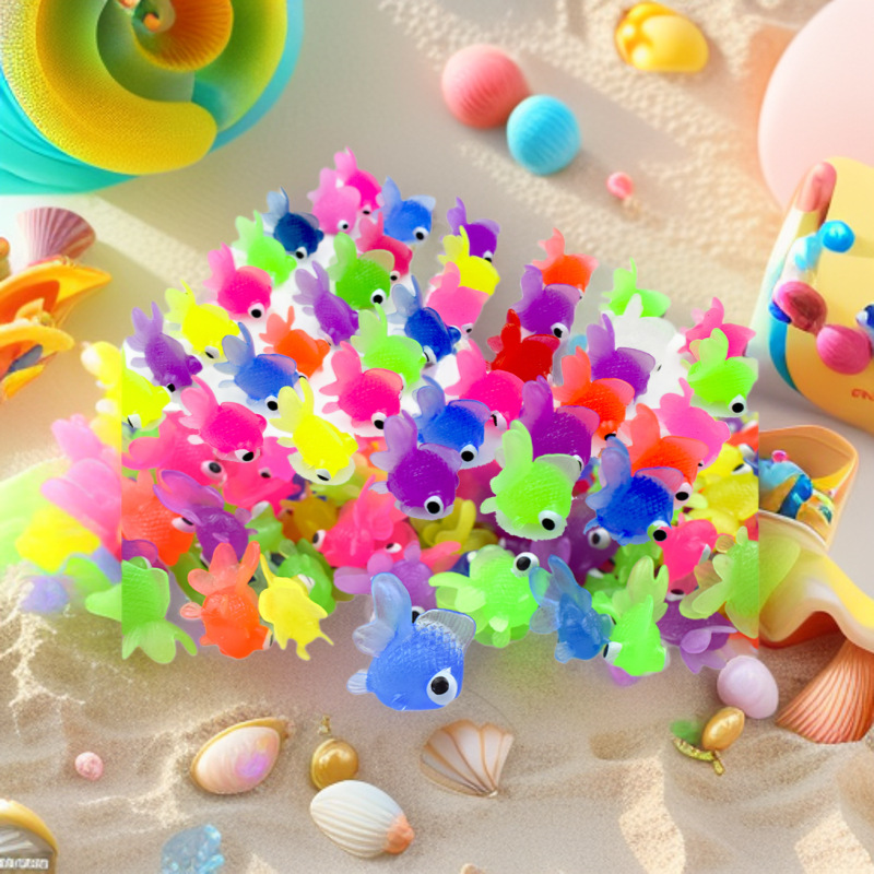 Tpr Colorful Little Goldfish Floats on Water, Cute Big-Eyed Little Goldfish Toy, Summer Fishing Game Small Toy, Cross-Border