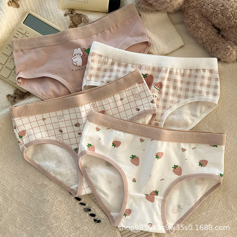 Children's Underwear Women's Cotton Summer Comfortable Korean Style Cute Cartoon Briefs Comfortable Breathable Children's Underwear