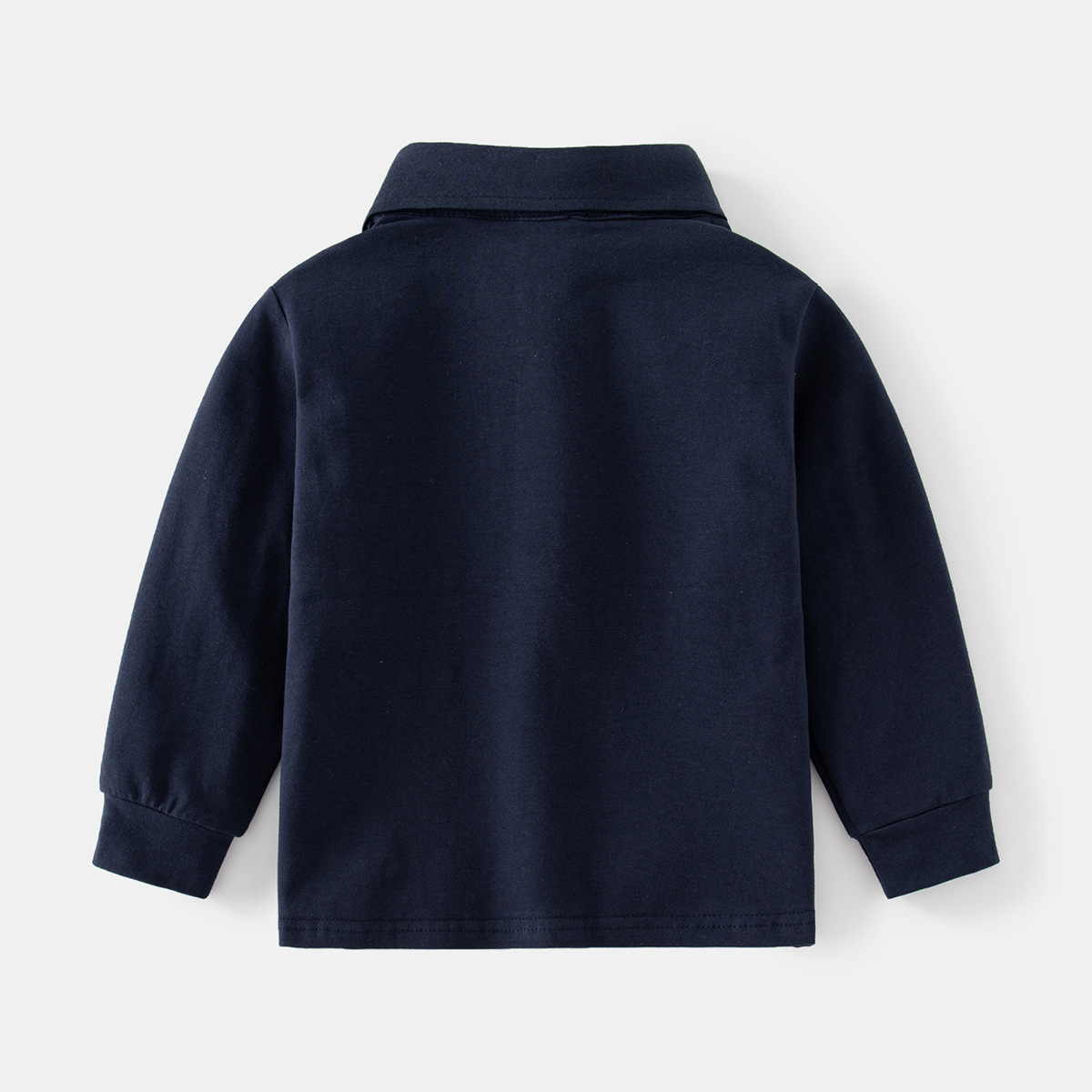 Handsome Boys' Autum Warm Long-Sleeved Polo Shirt, Two-Button Fashionable Stand-Up Collar Small Animal Cartoon Print Shirt